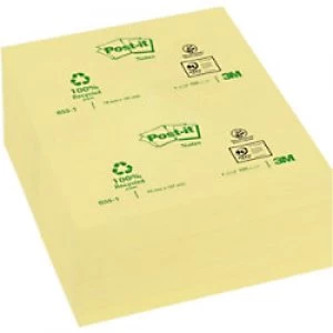 Post-it Recycled Sticky Notes 127 x 76mm Canary Yellow 12 Pads of 100 Sheets