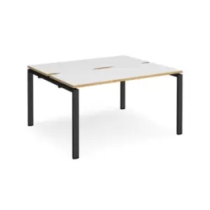 Bench Desk 2 Person Rectangular Desks 1400mm White/Oak Tops With Black Frames 1200mm Depth Adapt