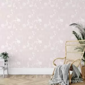 Catherine Lansfield Meadowsweet Floral Hand Painted Wallpaper, Pink/Grey