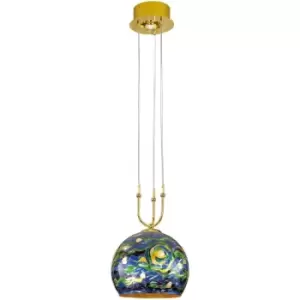 14kolarz - LUNA design pendant light 24 Carat Gold 1 + 1 bulbs, aqua blue shade