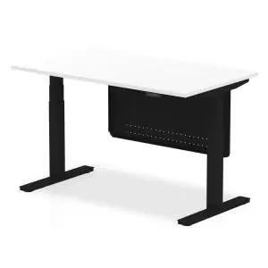 Air 1400 x 800mm Height Adjustable Desk White Top Black Leg With Black