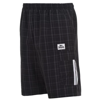 Lonsdale Check Shorts Mens - Black