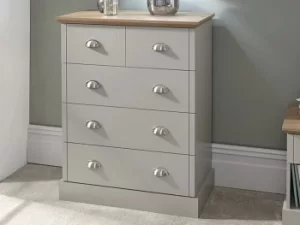 GFW Kendal Light Grey and Oak 23 Drawer Chest of Drawers Flat Packed