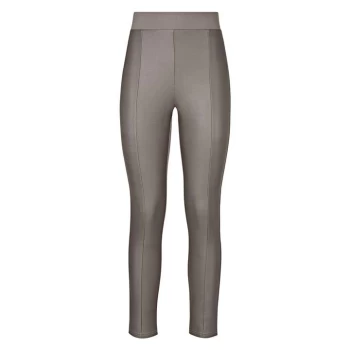 James Lakeland Front Faux Leather Trousers - Taupe