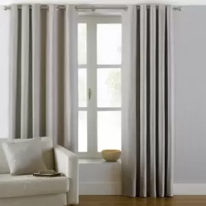 Riva Paoletti Atlantic Woven Twill Lined Eyelet Curtains, Natural, 90 x 72 Inch
