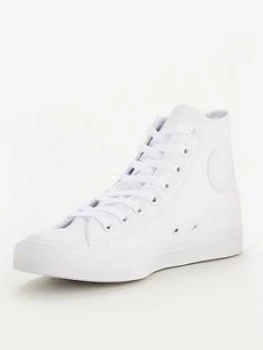 Converse Chuck Taylor All Star Leather Hi - White/White, Size 12, Men