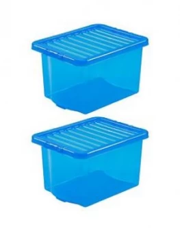Wham Set Of 2 Blue Crystal Plastic Storage Boxes