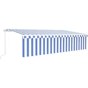 Vidaxl - Manual Retractable Awning with Blind 6x3m Blue&White Blue