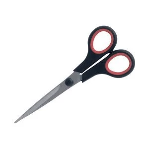 5 Star Office Scissors 160mm Rubber Handles Stainless Steel Blades Black Red