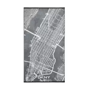 DKNY City Map Bath Sheet, Grey & Black