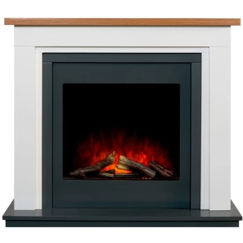 Adam Brentwood Fireplace in Pure White & Charcoal Grey with Ontario Electric fire, 43 Inch
