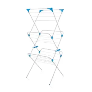 Minky White 3-Tier Airer White/Blue
