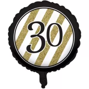 30th Foil Balloon Black & Gold