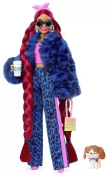 Barbie Extra Doll in Blue Leopard Print Outfit - 29cm