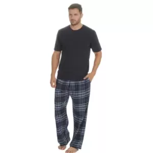 Embargo Mens Check Short Sleeve Pyjama Set (L) (Navy)