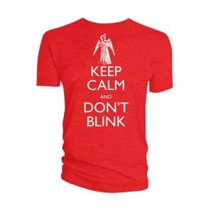 Doctor Who - Keep Calm Don?t Blink Weeping Angel Mens X-Large T-Shirt - Red