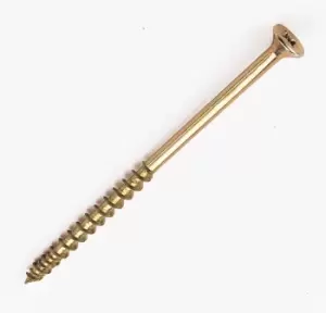 Screw-Tite Yellow Zinc-Plated Case & Through Hardened Woodscrew (Dia)5mm (L)100mm, Pack Of 100