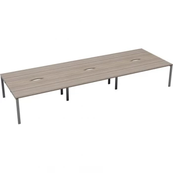 6 Person Double Bench Desk 1400X800MM Each - Silver/Grey Oak