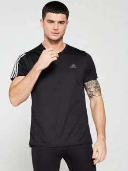 Adidas 3S Running T-Shirt - Black, Size S, Men