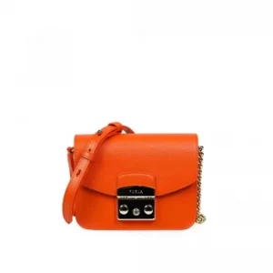 FURLA Shoulder Bags Women Orange Pelle Saffiano