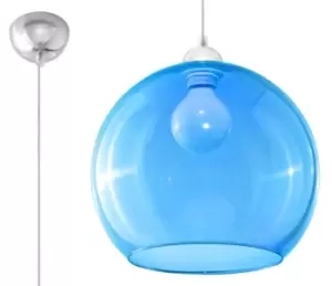 Ball 1 Light Glass Dome Ceiling Pendant Blue, Chrome, E27