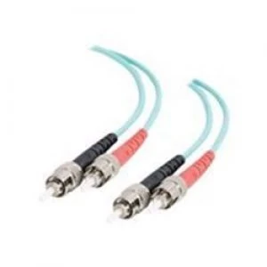 C2G 2m ST-ST 10GB 50/125 OM3 Duplex Multimode PVC Fibre Optic Cable (LSZH) - Aqua