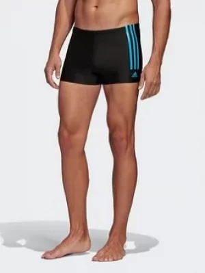 adidas Semi 3-stripes Swim Briefs, Black/Blue, Size 36, Men