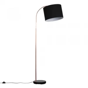 Curva Black and Copper Floor Lamp with Large Black Reni Shade