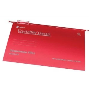 Rexel Crystalfile Classic Foolscap Manilla Suspension File V-Base 15mm Red - 1 x Pack of 50 Suspension Files