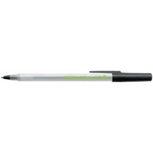Bic Ecolutions Round Stic Recycled Slim Ballpoint Pen 1.0mm Tip 0.4mm Line Black Pack of 60