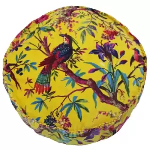 Paradise Velvet Round Cushion Yellow, Yellow / 50 x 12cm / Cover Only