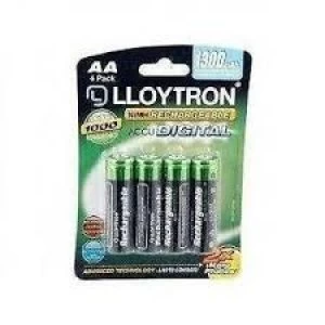 Lloytron B012 Rechargeable Accudigital AA Ni-MH Batteries 1300mAh 4 Pack
