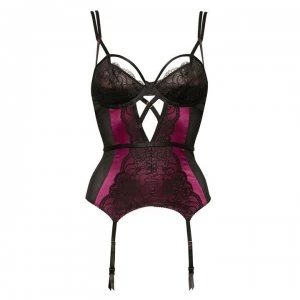 Figleaves Brooke Peep Strapping Cut-Out Basque - Wine