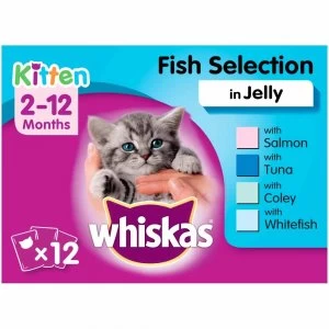 Whiskas Kitten 2-12 Months Fish Selection in Jelly Cat Food Pouches 12x100g