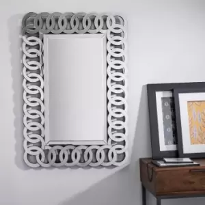 Furniture Box Italian Large Silver Patterned Rectangular Wall Mirror