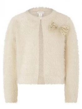 Monsoon Girls Fluffy Knitted Cardi - Ivory, Size Age: 3-4 Years, Women