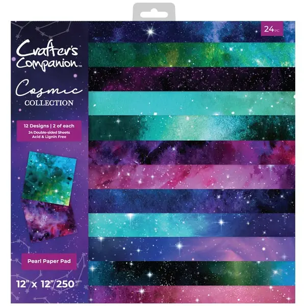 Crafter's Companion 12 x 12" Printed Paper Pad Cosmic Galaxy 250gsm 24 Sheets