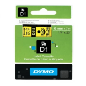 Dymo 43618 Black on Yellow Label Tape 6mm x 7m