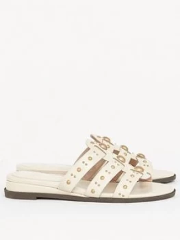 Evans Extra Wide Fit Studded Sliders - Ivory, Size 7, Women