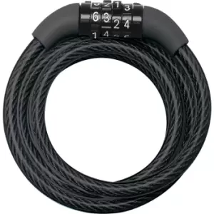 Master Lock Self Coiling Cable Lock Fixed Combination 8 x 1200mm in Black Braided Steel