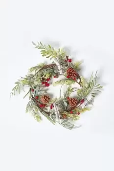Artificial Wreath with Berries and Pinecones, 18"