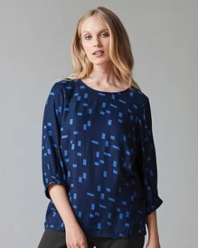 I.Scenery Abstract Print Blouse