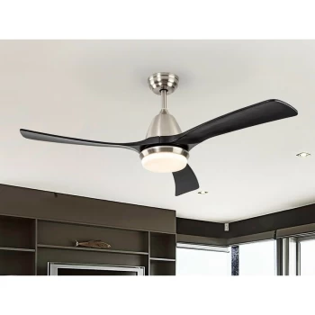 Schuller Aspas 6 Speed Ultra Quiet Ceiling Fan Nickel Black with LED Light, Remote Control, Timer & Reversible Functions