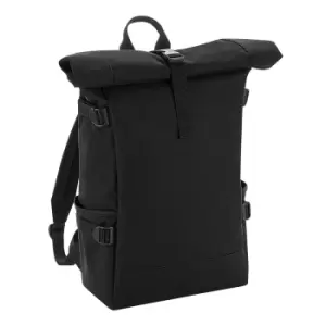 BagBase Block Roll-Top Backpack (One Size) (Black)