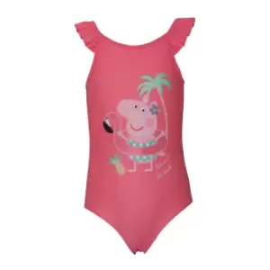 Peppa Pig Girls Flamingo One Piece Swimsuit (18-24 Months) (Pink)