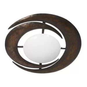 Ceiling And Wall Decorative Flush Ceiling Light Brown Stained Glass Matt