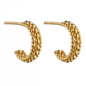 Yellow Gold Plated Multi Bead 3/4 Hoop Earrings E6009