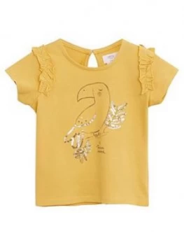 Mango Baby Girls Sequin Parrot Ruffle Sleeve T-Shirt