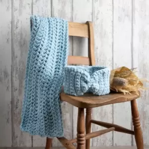 Wool Couture Beginners Blue Headband Crochet Kit Blue