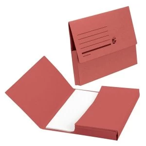 5 Star A4 Document Wallet Half Flap 285gsm Red Pack of 50